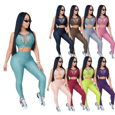 China XS-5XL 2021 QUICK DRY summer women's clothes yoga suit plus size running gym fitness sportswear women sleeveless sportswear 2 pieces set suit for sale