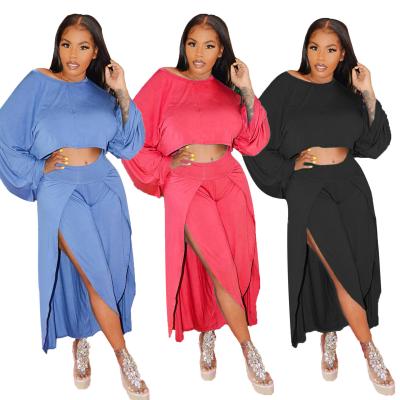 China QUICK DRY Custom Logo Women's Outfits Two Piece Sets Casual Wide Leg Pants Suit For Women for sale