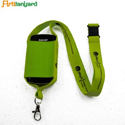 China Thick Polyester Solid Color Nurse Mobile Phone Case Lanyard In Green Printed Heat Press Cell Phone Lanyards With Pockets for sale