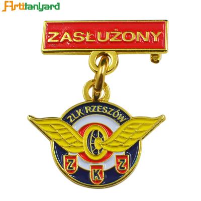 China Commemorate / Decoration Promotion / Competition British Medal Metal Pins OEM Custom Medal Brooch With Safety Pin for sale