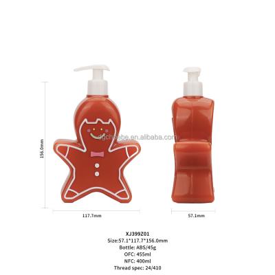 China Lovely Child Resistant Cartoon Short Delivery Time RTS Hand Wash Pump Bottle 400ml Gingerbread Man Sanitizer Bottle for sale