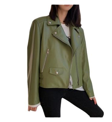 China 2021 New Design Beautiful Casual Women's Windproof Leather Jacket for sale