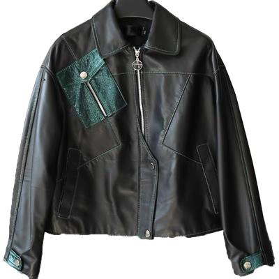 China New Edition Motorcycle Female Korean Leather Sheep Leather Windproof Jacket All-match Leather Coat for sale