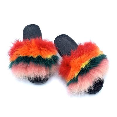 China 2021 Fashion Trend New Fur Soft Slippers Smudge Real Fur Can Colors Fur Fluffy Woman Sandals/Adult Shoes Customized /slippers for sale