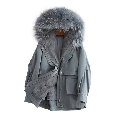 China Wholesale New Hot Women's Factory Design Warm Soft Fur Collar Long Raccoon Fur Coat for sale