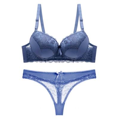 China Factory direct sale color breathable simple lace plus size sexy big cup western C D women's bra thong sets wholesale for sale