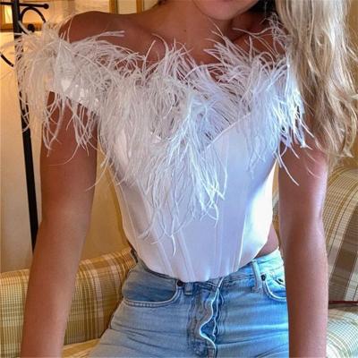 China 2022 Summer New Fishbone Corset QUICK DRY Slimming Plush Splice Women's Halter Sleeveless Vest for sale