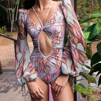 China Collection Breathable Sexy One Piece Printed Bikini For Women Long Sleeve Swimsuit For Women for sale