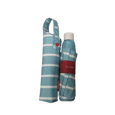 China Folding Striped Fabric With Color Coating Customizing Portable Umbrella Three Fold Umbrella Case for sale