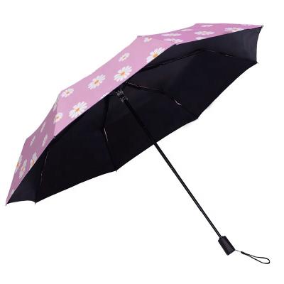 China Contemporary Custom Flower Printing Parasol Umbrella 3 UV Times For Ladies Gift Customized Fabric Pattern for sale