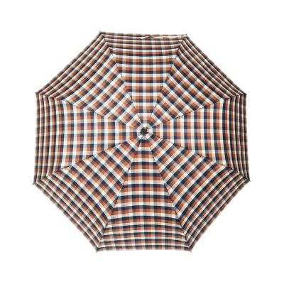 China Folding Poly Yarn Dyed Plaid Fabric Three Fold Umbrella Fully Automatic Open And Close With Customized for sale