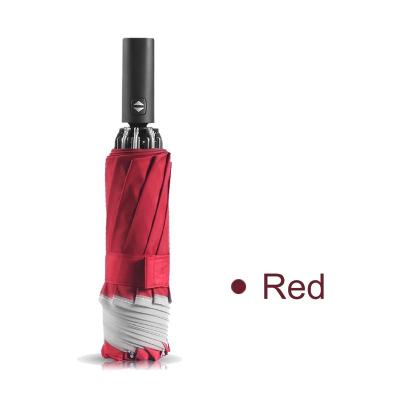 China Reverse Fold Umbrella Full Automatic Red Folding Umbrella Ten Fold Bone 3 Fold With Customized for sale