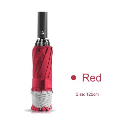 China Full Automatic Folding Umbrella Ten Reverse Large Size Umbrella Red Three Fold Bone With Customized for sale