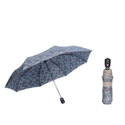 China Folding Lotus Pattern Fully Automatic Open and End Three Fold Umbrella with Customized for sale