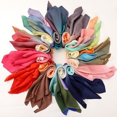 China 2022 New Fashion Square Gradient Scarf 90*90cm Women Neck Hair Tie Band European American Silk Bag Chain Soft Headscarf Hijab Headscarf 2022 for sale