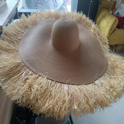 China Oversized Character Foldable Women Design Straw Hat Diameter Large Brim Customized Summer Sun Beach Hats Wholesale for sale