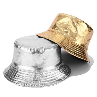 China New Bilateral Gold Silver Foldable Fisherman Outdoor Cap Daily Life Bucket Hat Beach Sun Hat Street Headwear Men And Woman Hip Hop Hats for sale