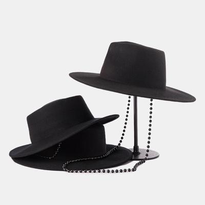 China Character Stylish Soft Wool Felt Fedora Hats Women Wide Brim Branded Big Hat Cap Men 2022 Fashion Design Hats for sale