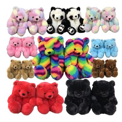 China Girls Teddy Bear Slippers For Women Bedroom Slippers Style New Arrivals Cotton New Plush Material Wholesale Teddy Bear Slippers Fuzzy Teddy for sale