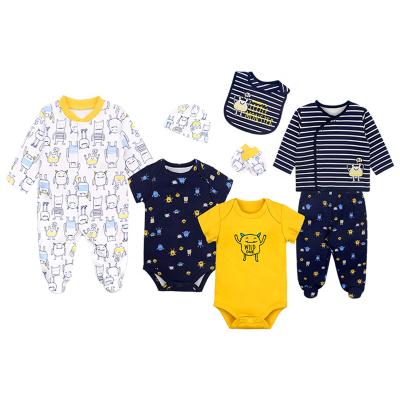 China 8pcs Newborn Anti Shrinkage Clothing Sets Cotton Infant Baby Boy Footed Pajamas Romper Gift Clothing Set Full Sleeve Length Fashion for sale