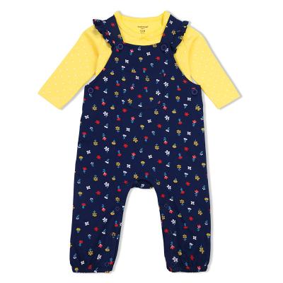 China Winter Anti-Shrink And Autumn Fashion Design Cartoon Overalls Anti-Shrink Outfit With Baby Infant T-shirt Long Sleeve Loungewear Clothing Set for sale