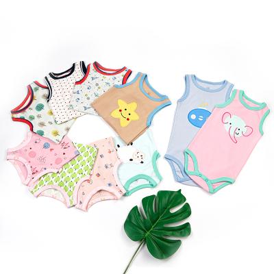 China Sleeveless Baby Clothes Sleeveless Outfit Knitting 5 Pack Baby Romper Pajamas Sleeveless Overalls For Baby Summer en venta