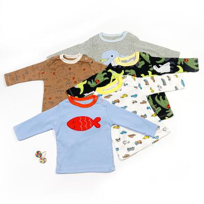 Κίνα Anti-pilling anti-pilling long sleeve printed embroidery kids clothing ribbed cotton newborn baby t-shirt for unisex baby προς πώληση