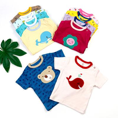 China Wholesale Cheap Breathable Clothes Infant Kids Short Sleeve Newborn Baby Cotton Boys Girls T-shirt 5 Pieces for sale