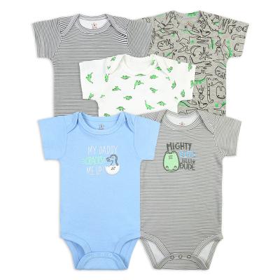 China Antibacterial Antibacterial Baby Clothes Organic Cotton Pajamas Hot Sale Wholesale Summer Shorts Sleeves Embroidery Knitted Baby Romper Sets en venta