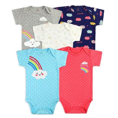 China New Style Breathable Baby Clothes Newborn Baby Gift Summer Shorts Sleeve Knitted Baby Romper Sets for sale