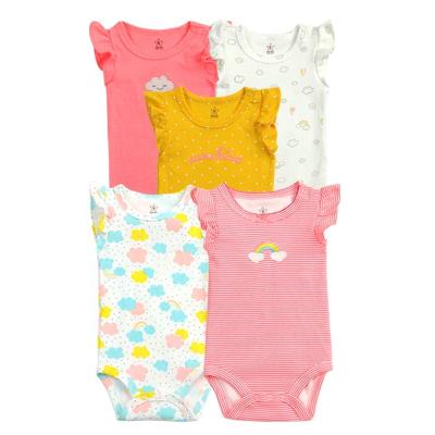 China Cotton Boutique Clothing Overalls Baby Rompers Sleeveless Knitted Sleeveless Infant Costume 5 Pieces Set Babies And Boys for sale