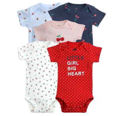 China Short Cropped Cotton Knitted 5 Piece Newborn Baby Clothes Soft Babies' Rompers Bodysuits Set for sale