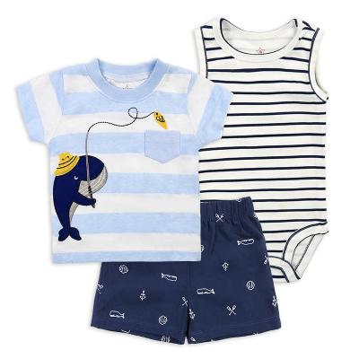 China 2022 Summer Cotton Anti-Shrink Baby Clothing Set Infant Anti-Shrink Boy's T-shirt+romper+shorts and Girl's Sleeveless Shirt+short+dress Clothing Set à venda