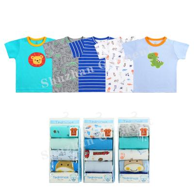 China Wholesale Cute Newborn Baby Clothes Boutique Short Toddler Short Combed Cotton Baby T-shirt for sale