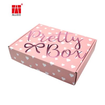 China Recycled Materials Logo Cardboard Cartons Custom Shipping Mailer Box Pink Cosmetic Set Cosmetics Shipping Skin Care Corrugated Packaging Boxes for sale