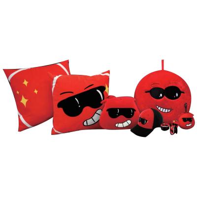 China Anti-Static Jellie Monsters Face Red Square Plush Soft Funny Decorative Throw Pillow Custom Made For Sofa for sale