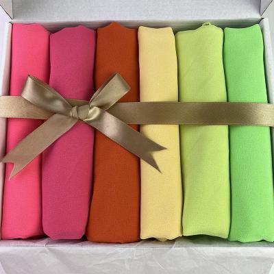 China Head Scarf Women Gift Box Hijab Chiffon Women Scarf Islam Women Muslim Shawl Head Scarf Solid Color Luxury Custom Made for sale