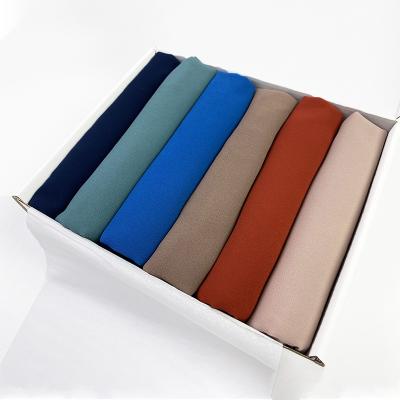 China 6pcs/box Classic Heavy Chiffon Hijab Scarf Wrap Solid Color Shawls Headband Muslim Hijabs With Gift Box Headscarf Islamic Femme for sale