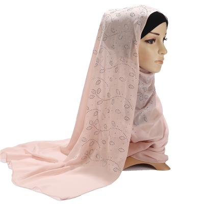 China Wholesale Muslim Long Scarf Shimmer Shawl Hijab Crystal Shinny Chiffon Solider Color Malaysia Long for sale