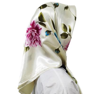 China New Malaysia Digital Yarn Dyed HIjab Shawl Scarf Wholesale Silk Hijab Print Scarf Square Scarves In 90*90cm Silk Neck Scarf for sale