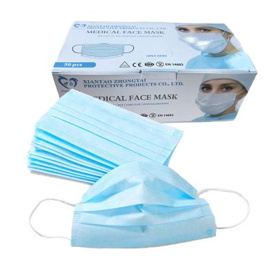 China OEM Breathable Masker 3 Ply Disposable Nonwoven Face Mask Nonwoven Earloop Surgical Mask Individual Pack zu verkaufen