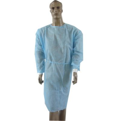 中国 Hospital Elastic Disposable Isolation Blue CPE Cuff Gown For Medical Use 販売のため