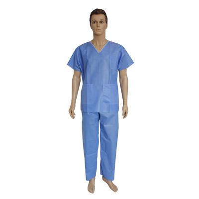 China Medical OEM Spunlace/PP/SMS Nonwoven Breathable Patient Gown Scrub Disposable Short Doctor Suit Sleeves Nurse Dentist Gown for sale