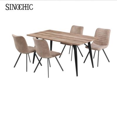 China kitchen small metal tube legs MDF dining table and dining chairs Te koop