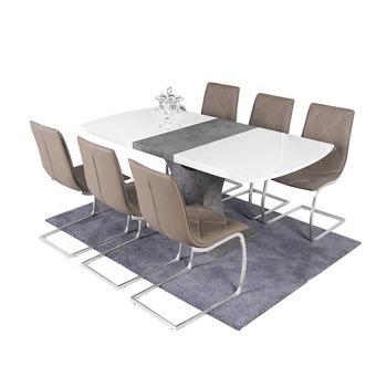 China Extendable Contemporary Dining Table Square Table , White and Gray Te koop