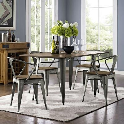 Cina Home Furniture Cheap Price Dining Room Table and Chairs MDF Top Dining Table Sets For Sale in vendita