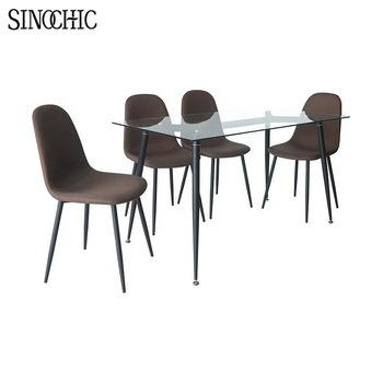 China Wholesale supplier furniture dining room dinner modern glass dining table set with 4 chairs for sale