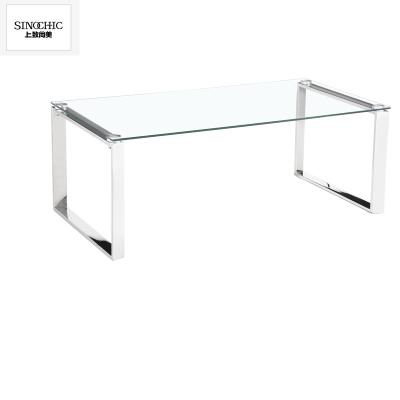 China contemporary chrome finish glass coffee table tea table for sale