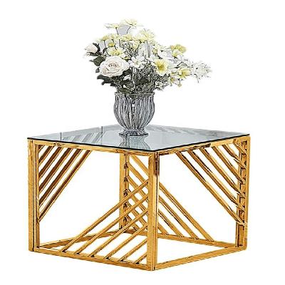 China European design living room luxury brass bed side table stainless steel occasional table Te koop