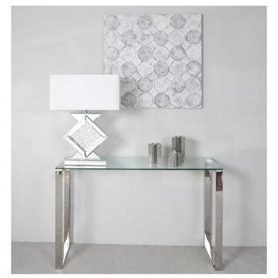 China bazhou furniture luxury entrance tables silver stainless steel chrome glass console table zu verkaufen